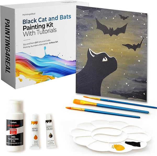 Black Cat and Bats Painting Kit